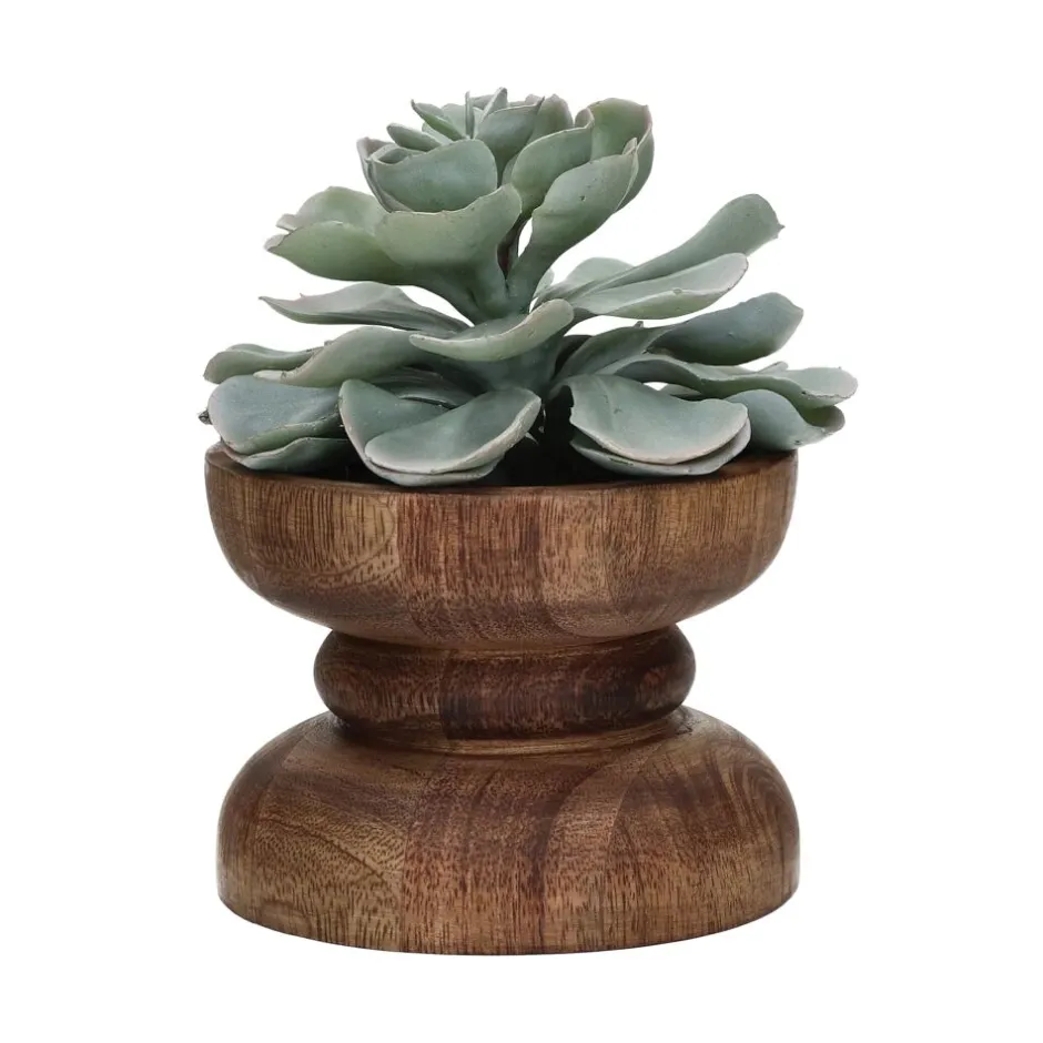 Pomax Chandeliers-FLORENCE - bougeoir - bois de frêne / fer - DIA 13 x H 10 cm - noyer