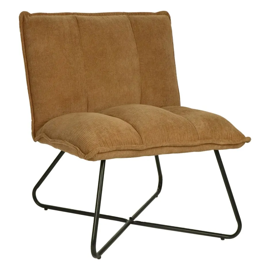 Pomax Canapés-FORREST - chaise relax - tissu / métal - L 66 x W 68 x H 77 cm - camel