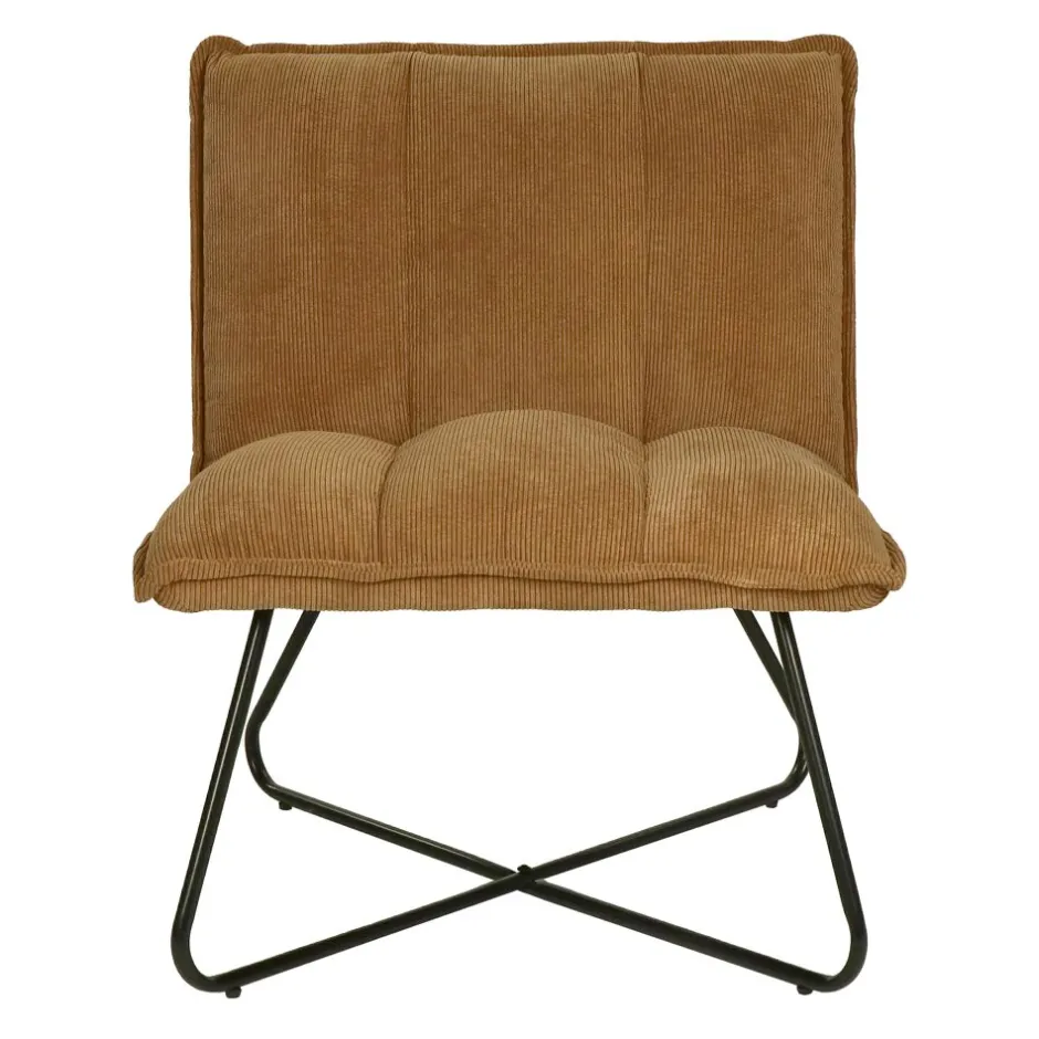 Pomax Canapés-FORREST - chaise relax - tissu / métal - L 66 x W 68 x H 77 cm - camel