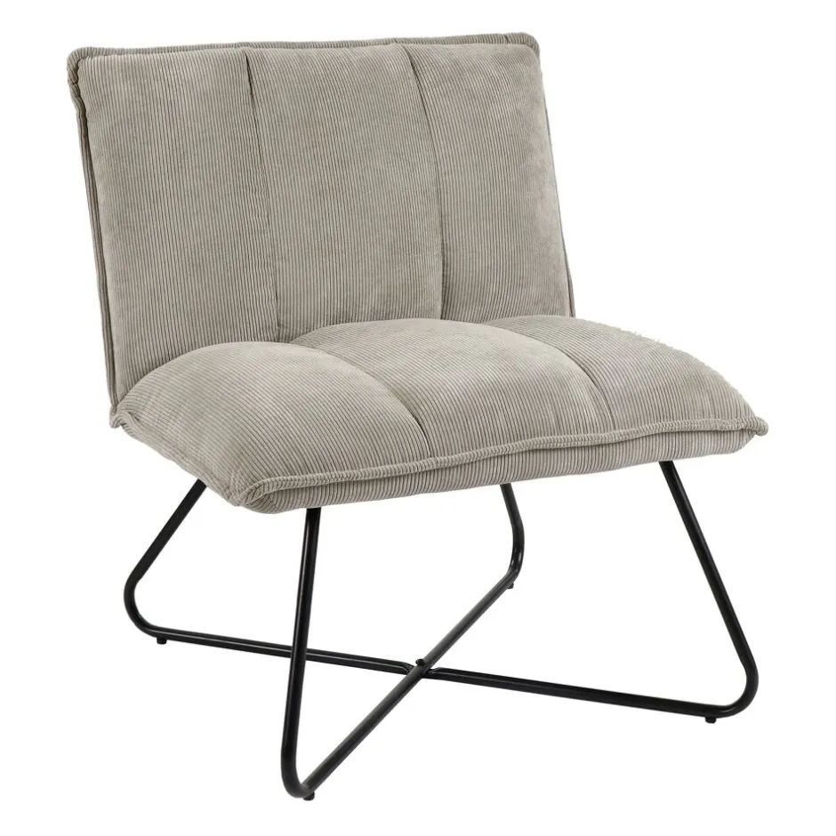 Pomax Canapés-FORREST - chaise relax - tissu / métal - L 66 x W 68 x H 77 cm - gris clair