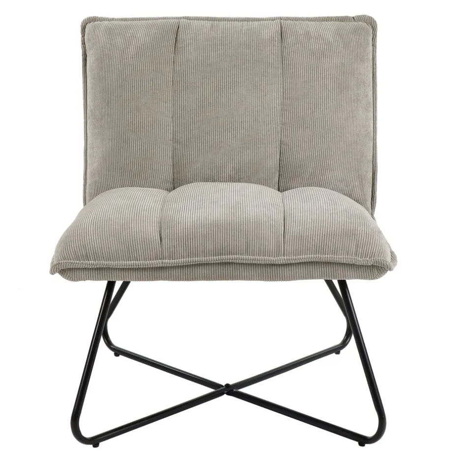 Pomax Canapés-FORREST - chaise relax - tissu / métal - L 66 x W 68 x H 77 cm - gris clair