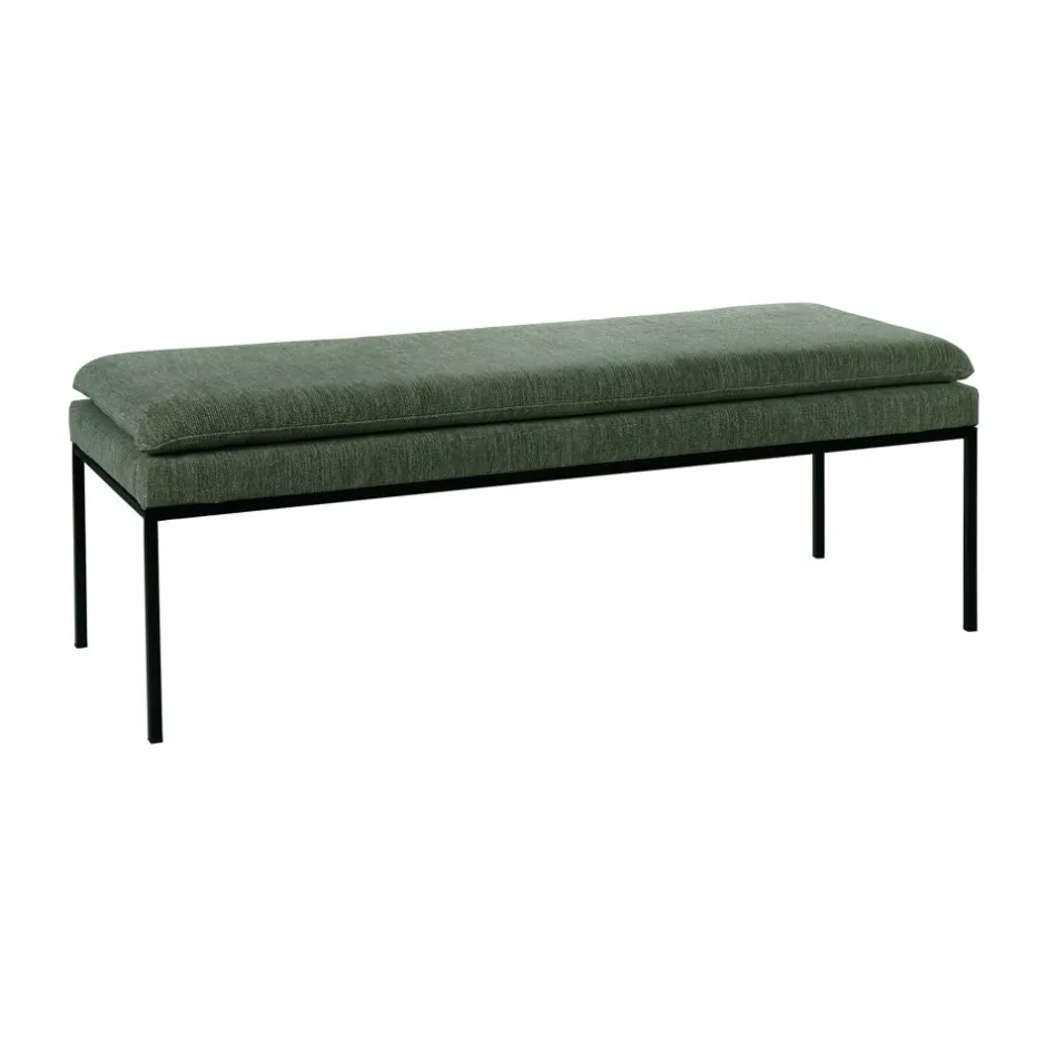 Pomax Bancs-GALLET - banc - polyester / métal - L 122 x W 46 x H 43 cm - vert foncé