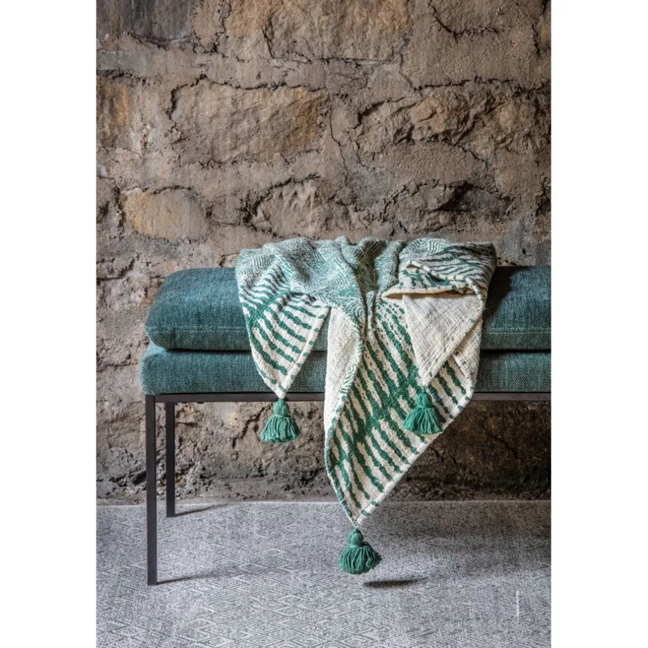 Pomax Bancs-GALLET - banc - polyester / métal - L 122 x W 46 x H 43 cm - vert foncé