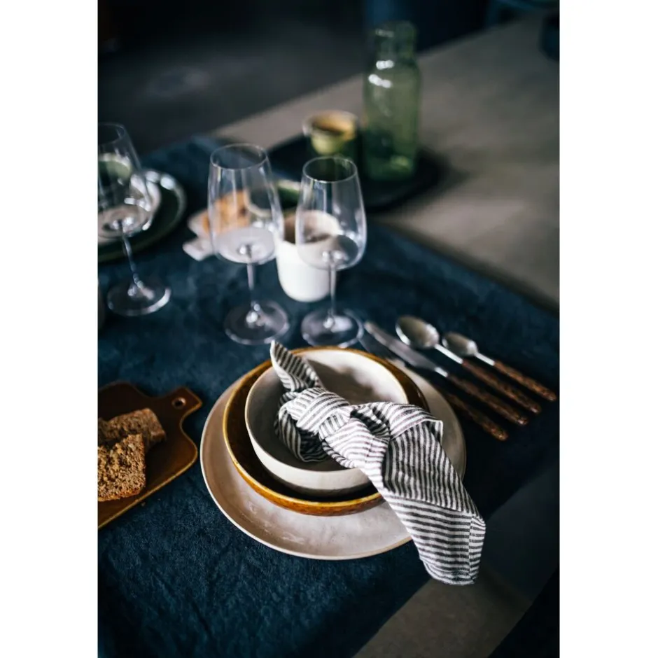 Pomax Linge De Table-GENOVA - set/3 serviettes - lin délavé - L 40 x W 40 cm - brun