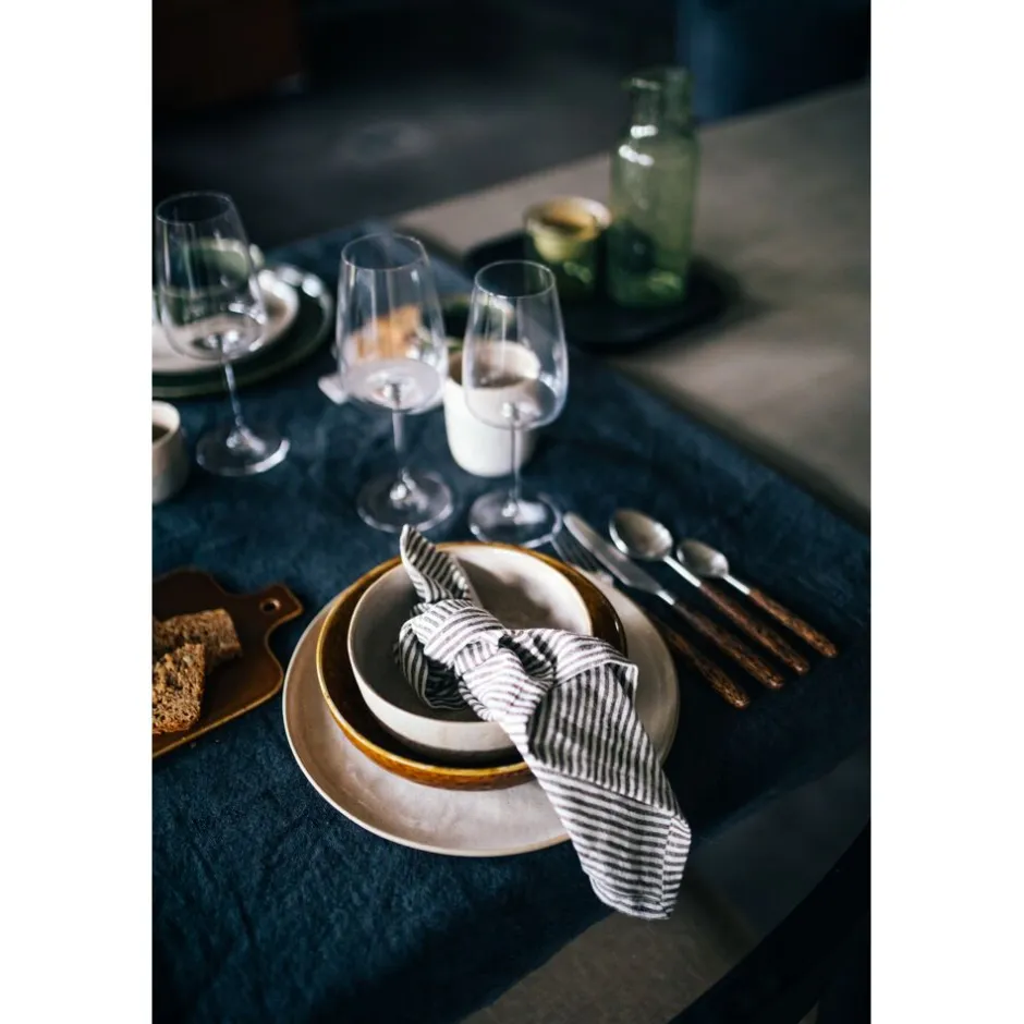Pomax Linge De Table-GENOVA - set/3 serviettes - lin délavé - L 40 x W 40 cm - brun
