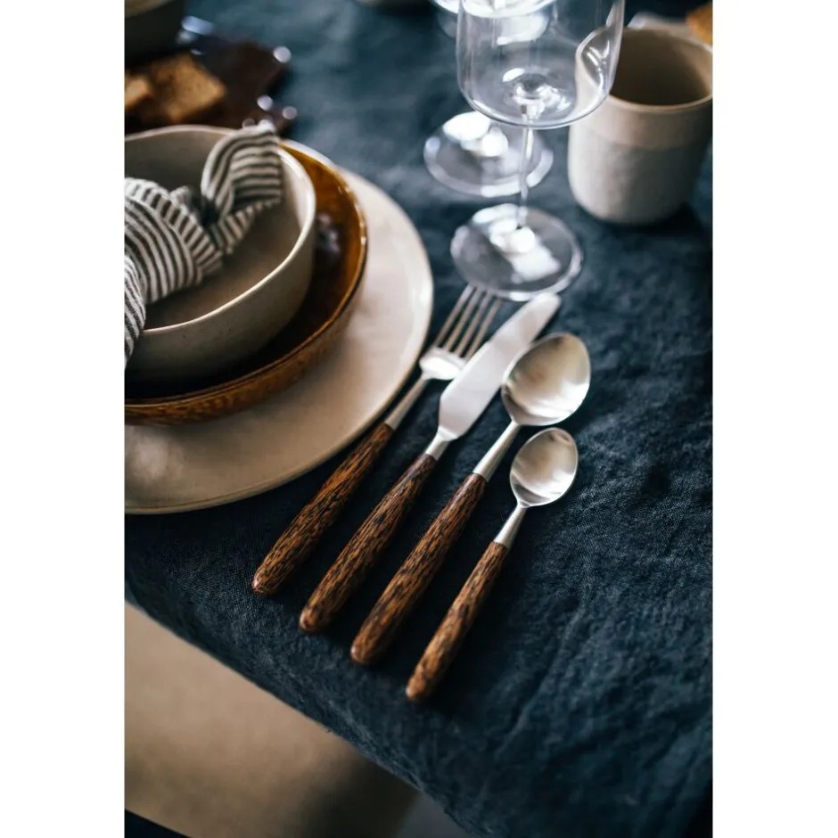 Pomax Linge De Table-GENOVA - set/3 serviettes - lin délavé - L 40 x W 40 cm - brun