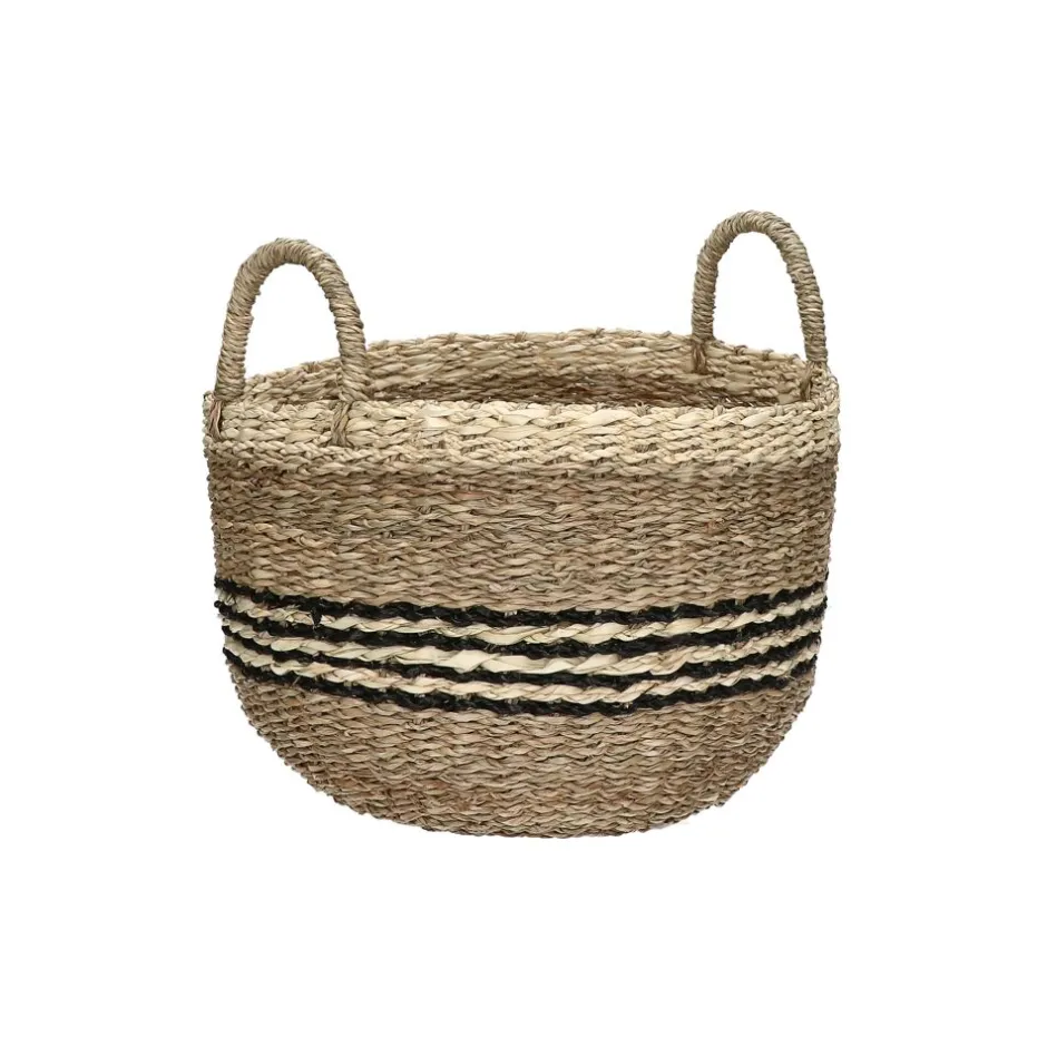 Pomax Bols & Paniers-GRACE - set/3 paniers - jonc de mer / feuille de palmier - DIA 27/30/33 x H 26/29/32 cm - mix de couleurs