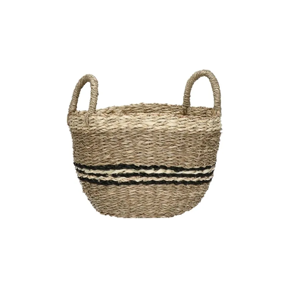 Pomax Bols & Paniers-GRACE - set/3 paniers - jonc de mer / feuille de palmier - DIA 27/30/33 x H 26/29/32 cm - mix de couleurs