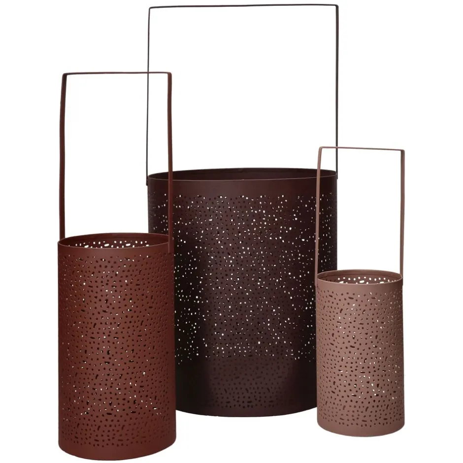Pomax Lanternes-GRAVEL - set/3 lanternes - métal - DIA 10,3/13,5/25,5 x H 34/44/54 cm - mix de couleurs