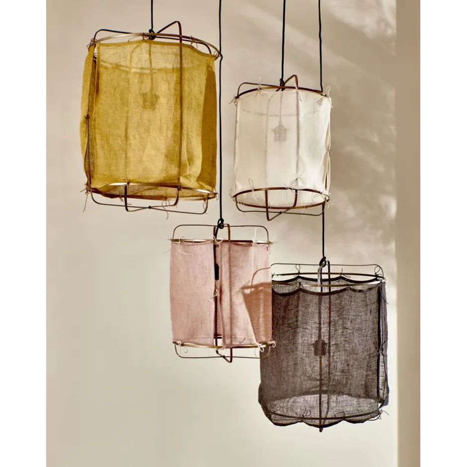 Pomax Suspensions-GRISHA - lampe suspendue - lin / métal - DIA 30 x H 40 cm - lavande