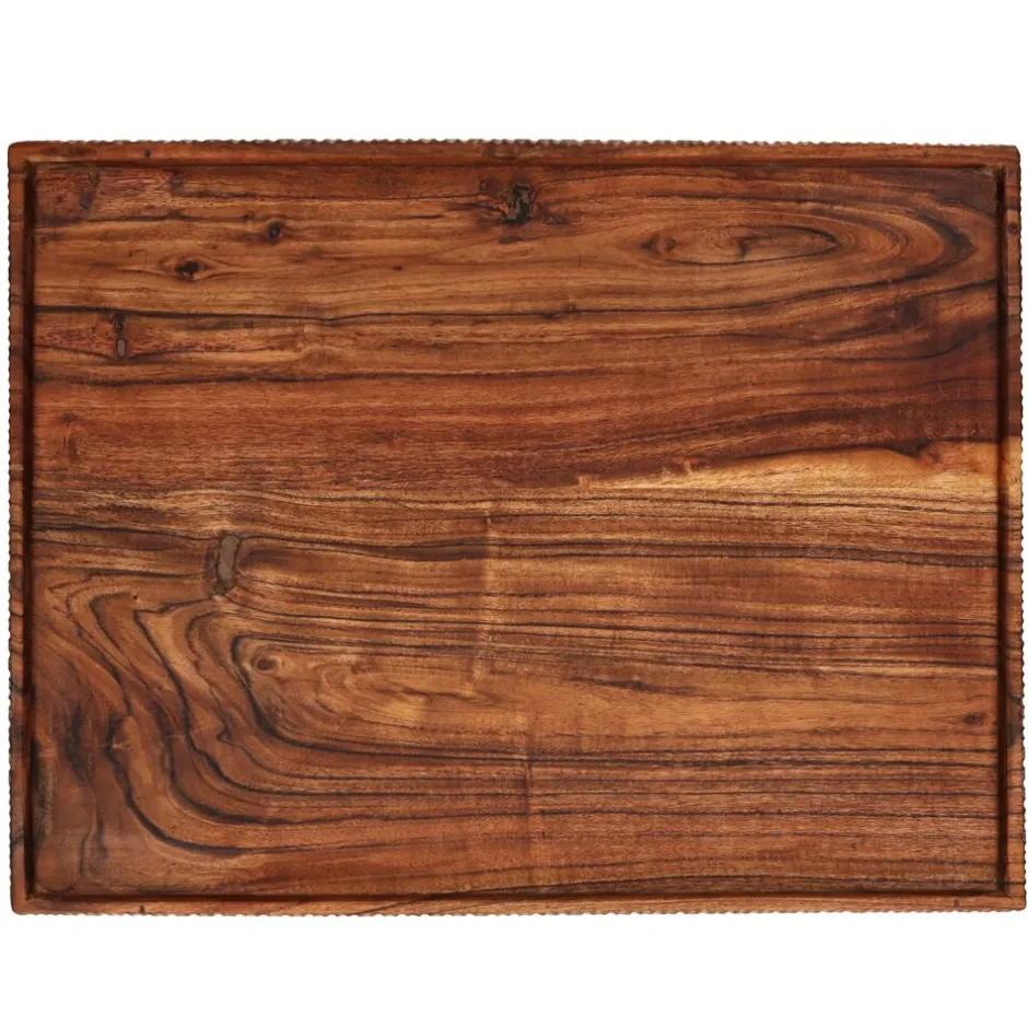 Pomax Plateaux-HOMMAGE - plateau - bois d'acacia - L 50 x W 38 x H 2,5 cm - noyer