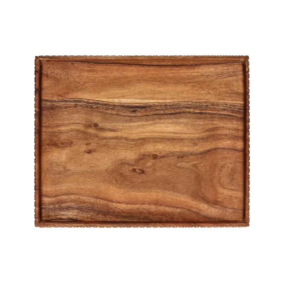 Pomax Plateaux-HOMMAGE - plateau - bois d'acacia - L 40 x W 32 x H 2,5 cm - noyer
