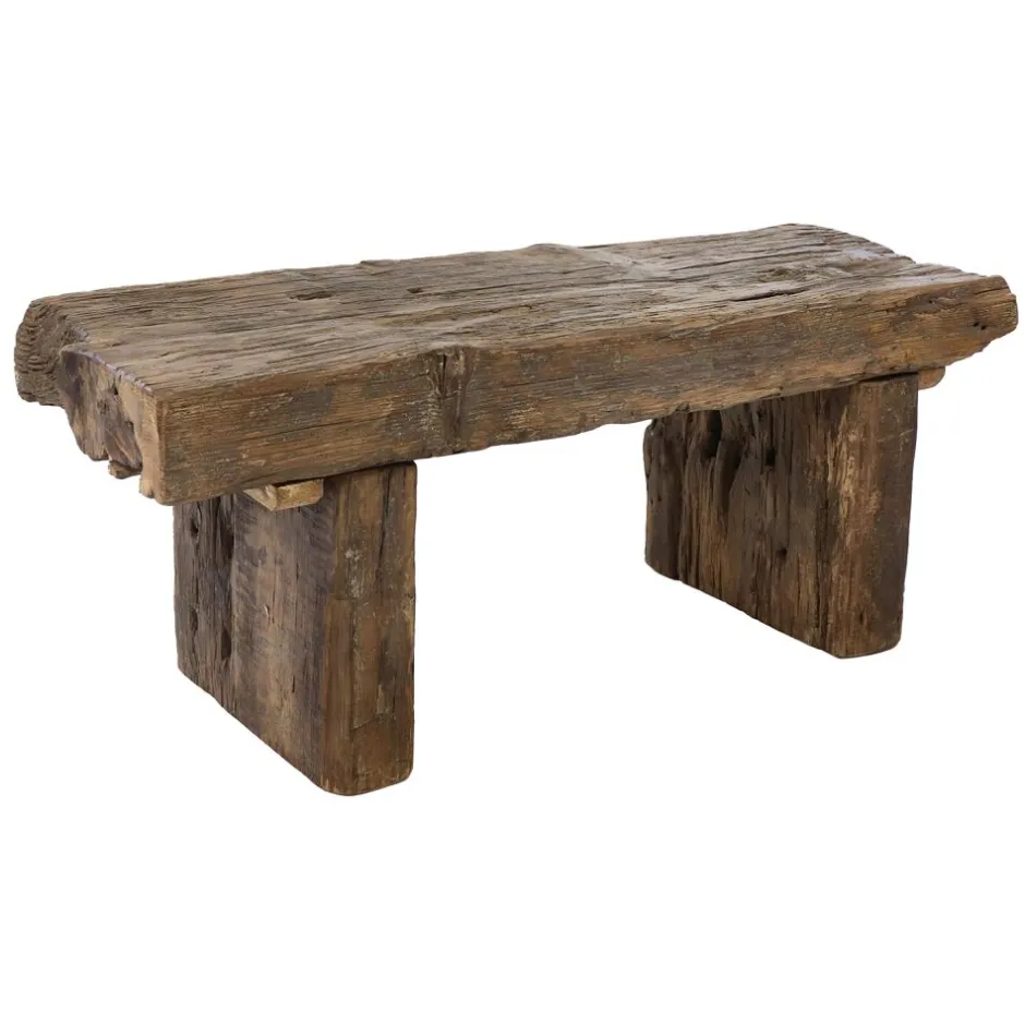 Pomax Bancs-JASON - banc de dormeur - bois récupéré - L 116 x W 42 x H 50 cm - brun