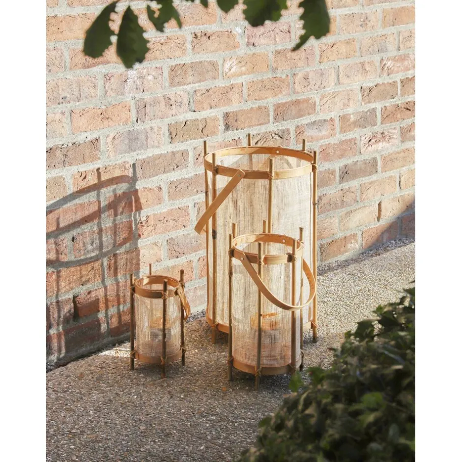 Pomax Lanternes-KASAI - set/3 lanternes - bambou / lin - DIA 13/18,5/30,5 x H 24/36,5/50,5 cm - naturel