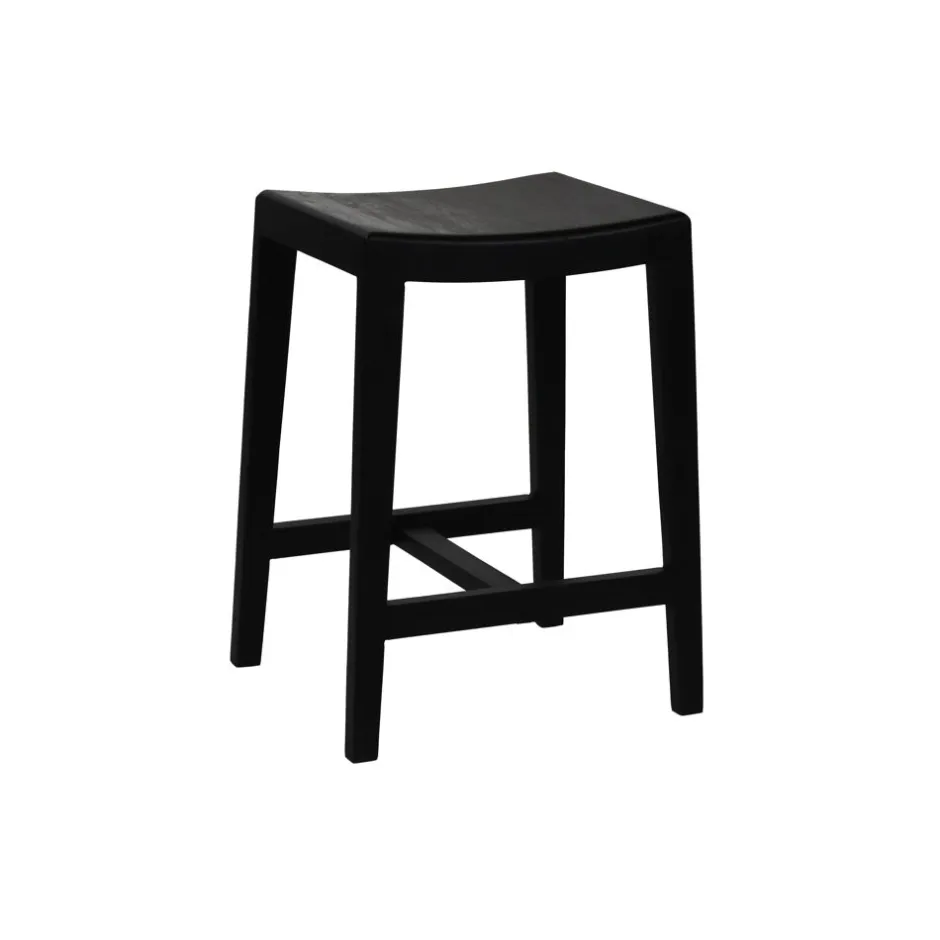 Pomax Chaises De Bar | Tabourets-KENT - tabouret de bar - bois de mangier - L 40 x W 35 x H 65 cm - noir