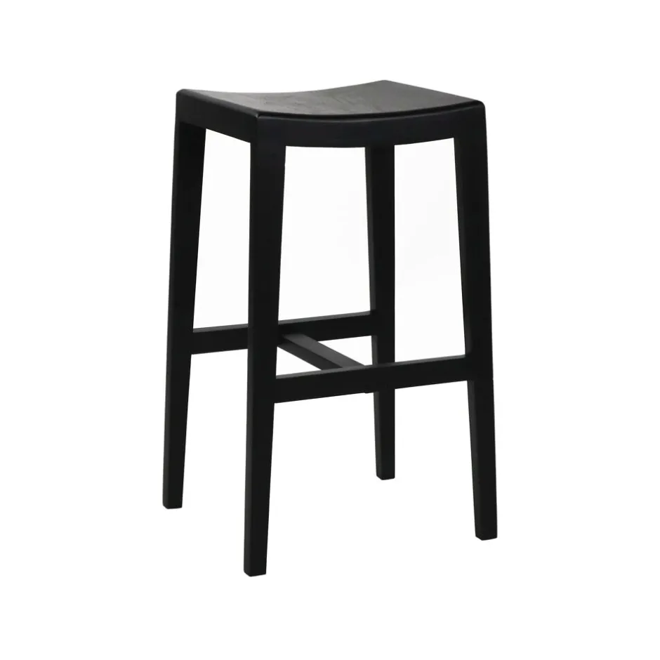 Pomax Chaises De Bar | Tabourets-KENT - tabouret de bar - bois de mangier - L 40 x W 35 x H 76 cm - noir