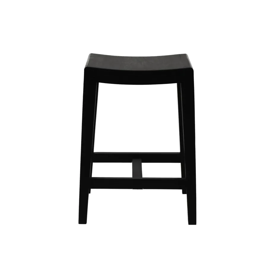 Pomax Chaises De Bar | Tabourets-KENT - tabouret de bar - bois de mangier - L 40 x W 35 x H 65 cm - noir