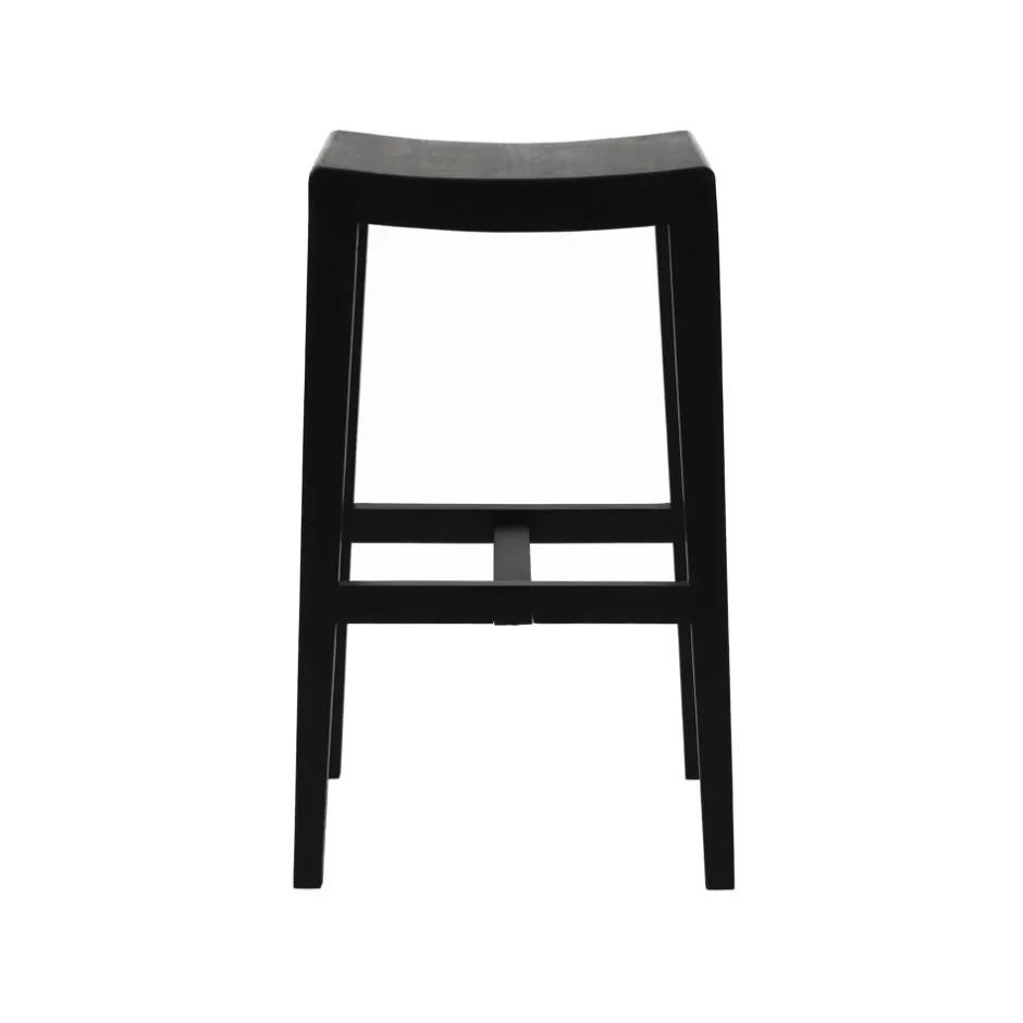 Pomax Chaises De Bar | Tabourets-KENT - tabouret de bar - bois de mangier - L 40 x W 35 x H 76 cm - noir