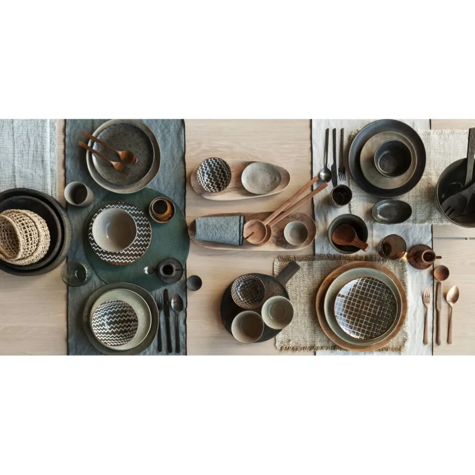 Pomax Accessoires-KERF - set/3 coquetier & sous-assiette & bol d'épices mini - bois d'acacia - - DIA 5/9/5,5 x H 6/0,7/2,5 cm - rouille