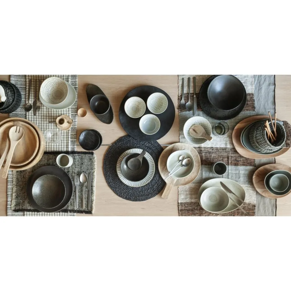 Pomax Accessoires-KERF - set/3 coquetier & sous-assiette & bol d'épices mini - bois de manguier - - DIA 5/9/5,5 x H 6/0,7/2,5 cm - naturel