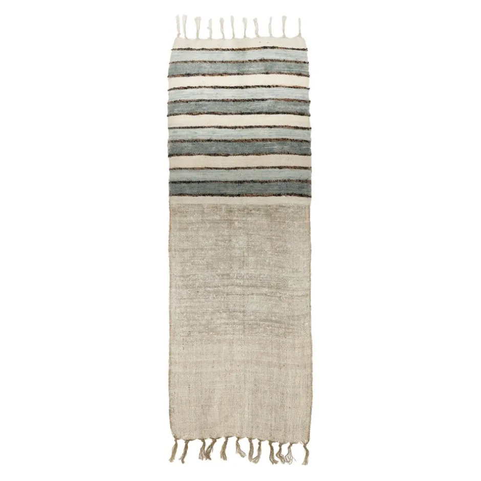 Pomax Linge De Table-KRETA - chemin de table - lin / viscose - L 140 x W 40 cm - gris bleu