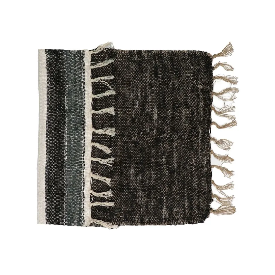 Pomax Linge De Table-KRETA - chemin de table - lin / viscose - L 140 x W 40 cm - noir/blanc