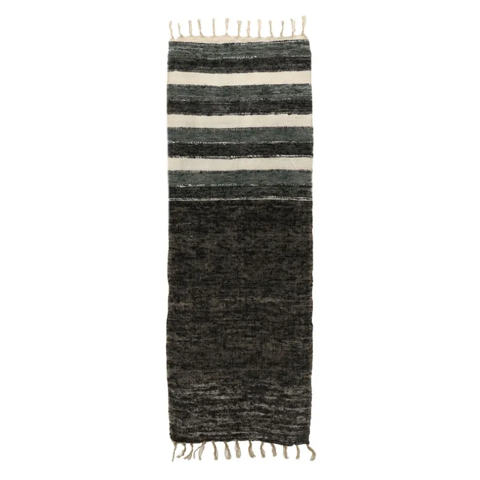 Pomax Linge De Table-KRETA - chemin de table - lin / viscose - L 140 x W 40 cm - noir/blanc