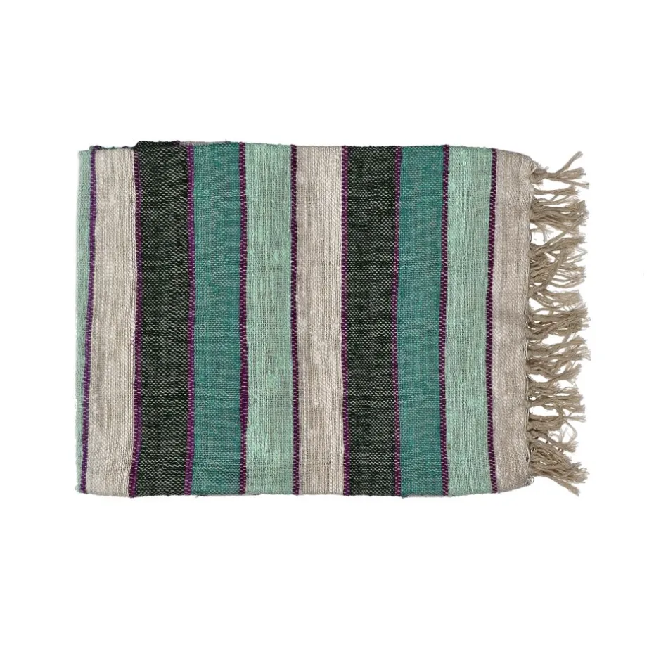 Pomax Plaids-KRETA - plaid - lin / viscose - L 150 x W 140 cm - mix de couleurs