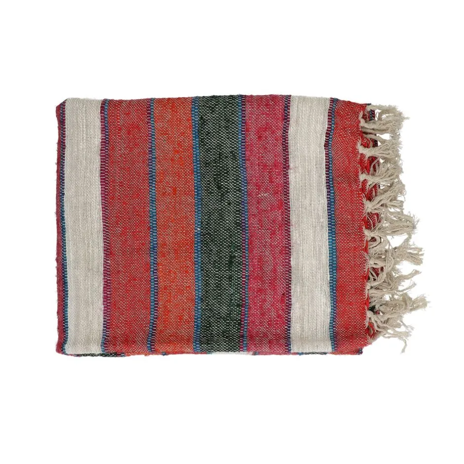 Pomax Plaids-KRETA - plaid - lin / viscose - L 150 x W 125 cm - multicolore
