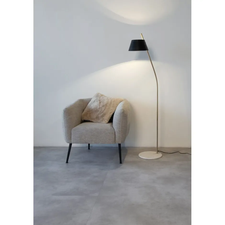 Pomax Lampadaires-KUKUI - lampadaire - métal / marbre - L 26 x W 42 x H 150 cm - noir