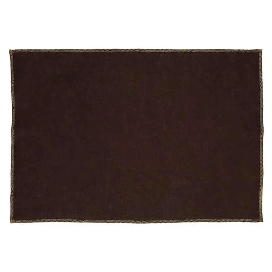 Pomax Linge De Table-LA FÊTE - set/4 chemins de table - lin / coton - L 48 x W 33 cm - brun
