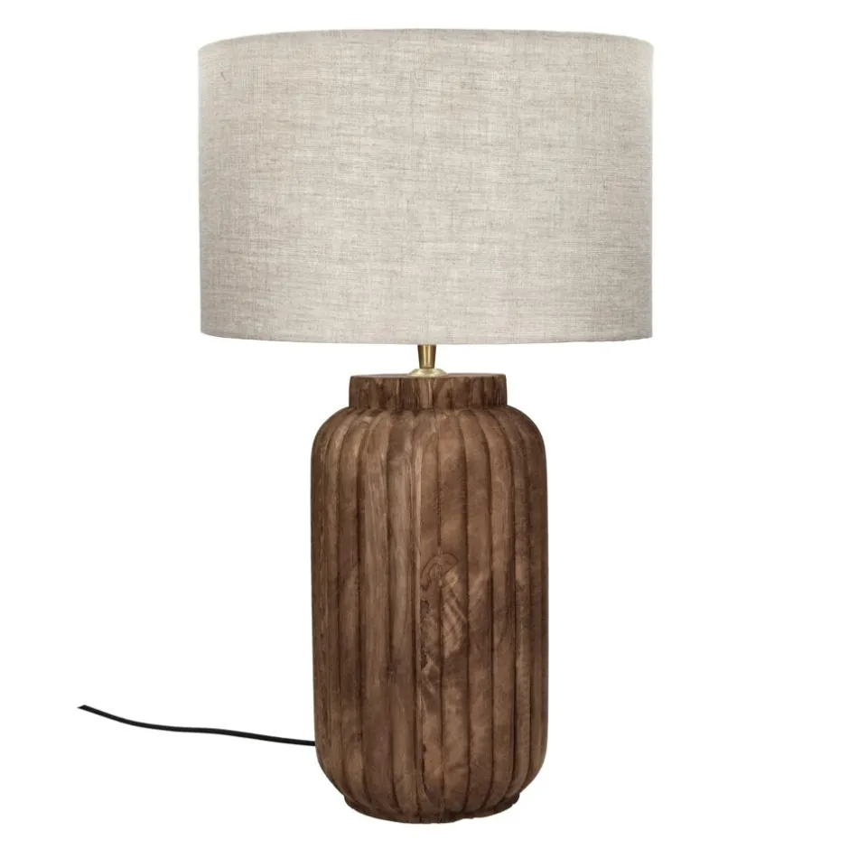 Pomax Lampes De Table-LAMPEDUSA - lampe de table - bois de mangier - DIA 35 x H 60 cm - brun