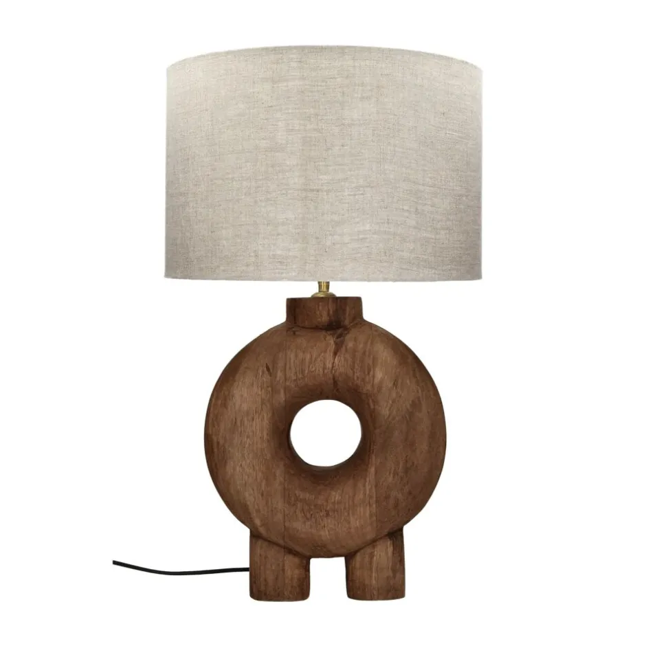 Pomax Lampes De Table-LAMPEDUSA - lampe de table - bois de mangier - DIA 38 x H 65 cm - brun