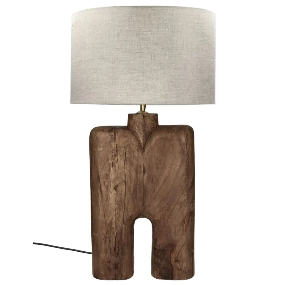 Pomax Lampes De Table-LAMPEDUSA - lampe de table - bois de mangier - DIA 38 x H 74 cm - brun