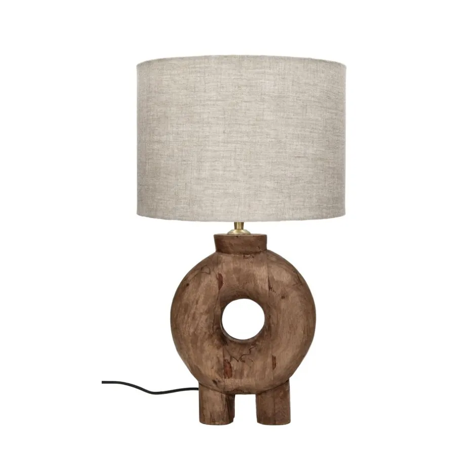Pomax Lampes De Table-LAMPEDUSA - lampe de table - bois de mangier - DIA 28 x H 51 cm - brun