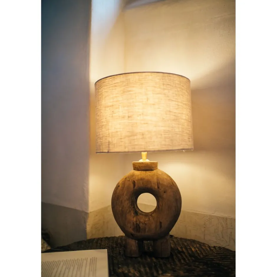 Pomax Lampes De Table-LAMPEDUSA - lampe de table - bois de mangier - DIA 28 x H 51 cm - brun