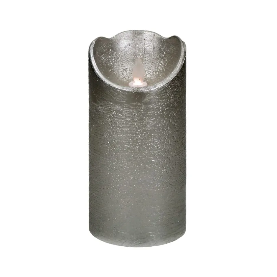 Pomax Bougies Led | Bougies-LED CANDLE - bougie led a/minuteur - synthétique - DIA 7,5 x H 15 cm - argent