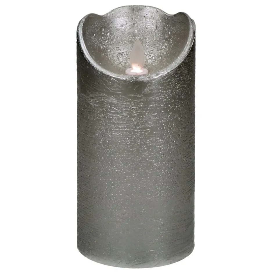 Pomax Bougies Led | Bougies-LED CANDLE - bougie led a/minuteur - synthétique - DIA 9 x H 18 cm - argent