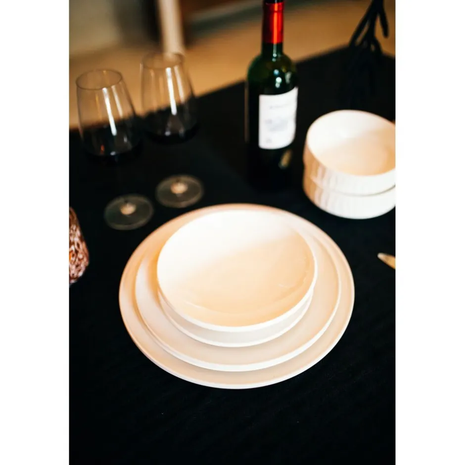 Pomax Vaisselle-LEGGERO - assiette plate - porcelaine - DIA 26 x H 2,2 cm - blanc