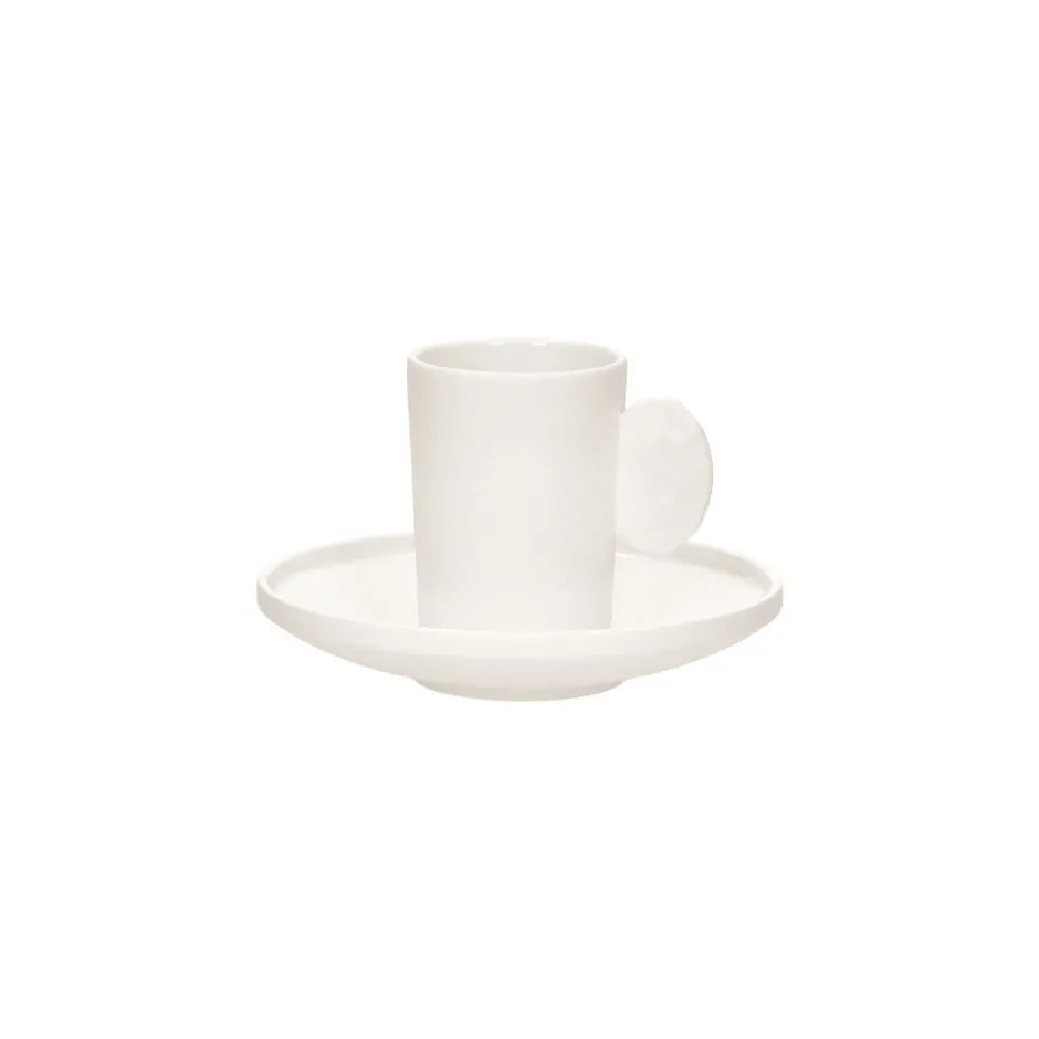 Pomax Vaisselle-LEGGERO - tasse & soucoupe - porcelaine - DIA 5,5/12,8 x H 7,5/2,5 cm - blanc