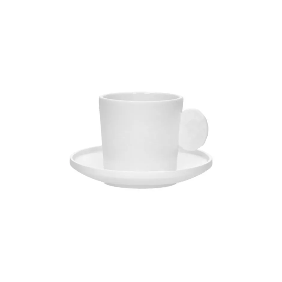 Pomax Vaisselle-LEGGERO - tasse & soucoupe - porcelaine - DIA 7,8/13 x H 10/2,1 cm - blanc
