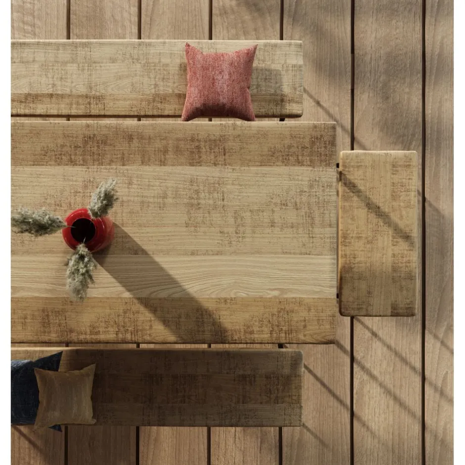 Pomax Bancs-LEGNO - banc - bois de mangier / métal - L 75 x W 35 x H 43 cm