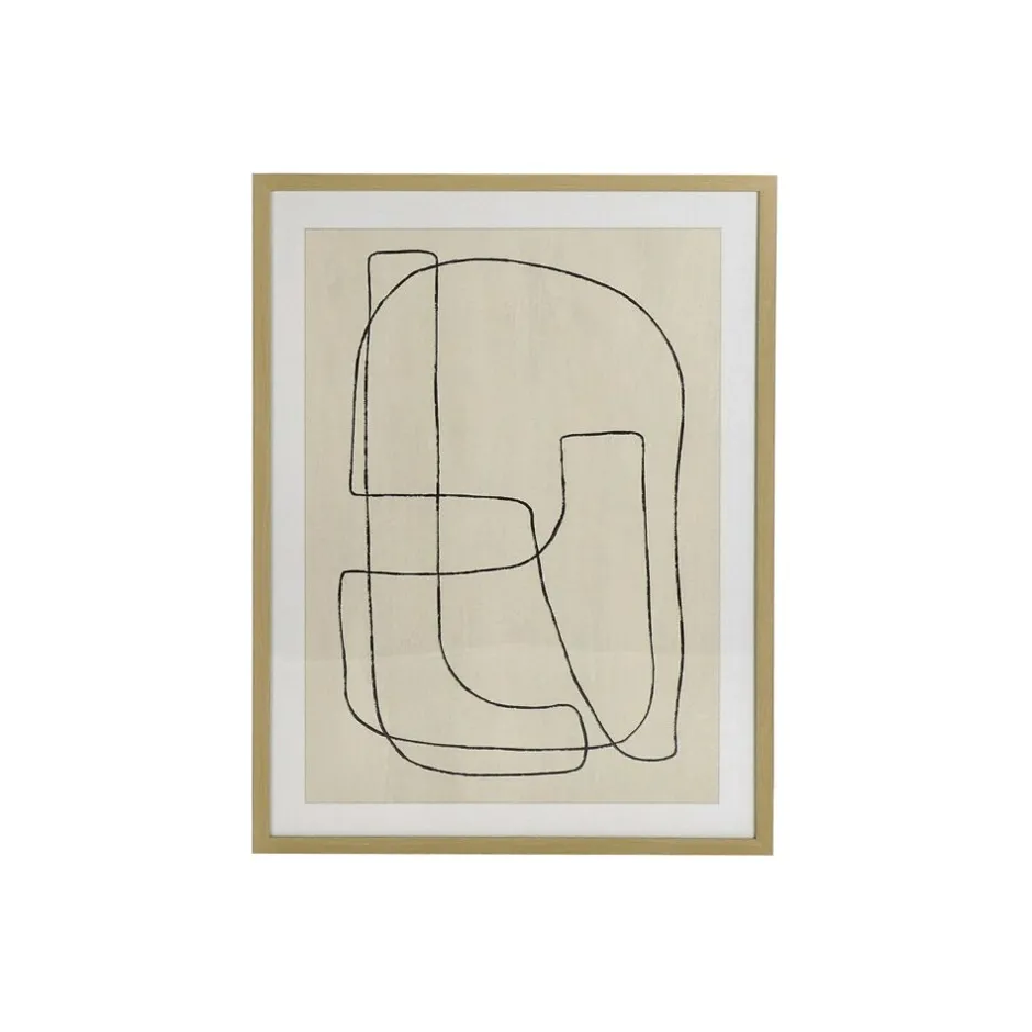 Pomax Tableau / Déco Murale-LIÑA - toile encadrée avec verre - canvas / bois - L 63 x W 3 x H 83 cm - noir/blanc