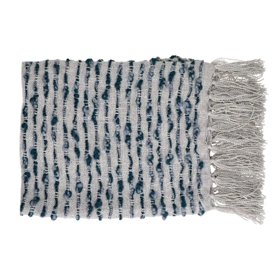 Pomax Plaids-LINDO - plaid - polyester / acrylique - L 150 x W 125 cm - gris bleu