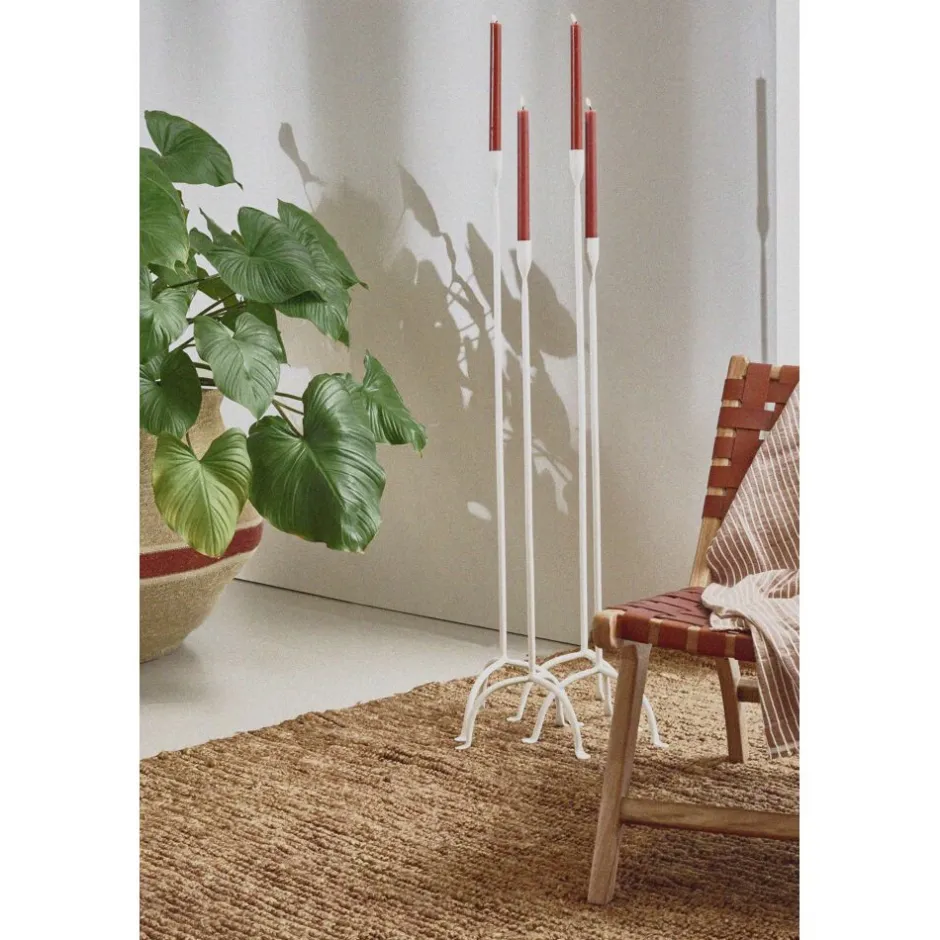 Pomax Chandeliers-LIZZIE - bougeoir - métal - L 24,5 x W 22,5 x H 105 cm - blanc cassé