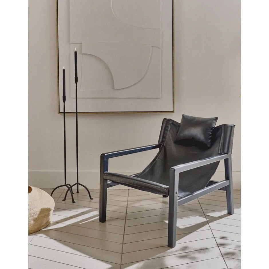 Pomax Chandeliers-LIZZIE - bougeoir - métal - L 24,5 x W 22,5 x H 105 cm - noir