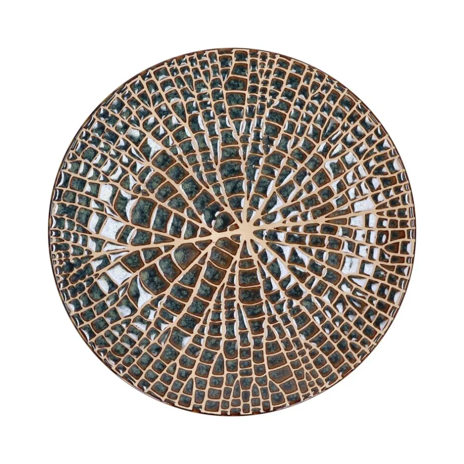 Pomax Vaisselle-LOTUS - assiette à dessert - porcelaine - DIA 22 x H 2,5 cm - bronze