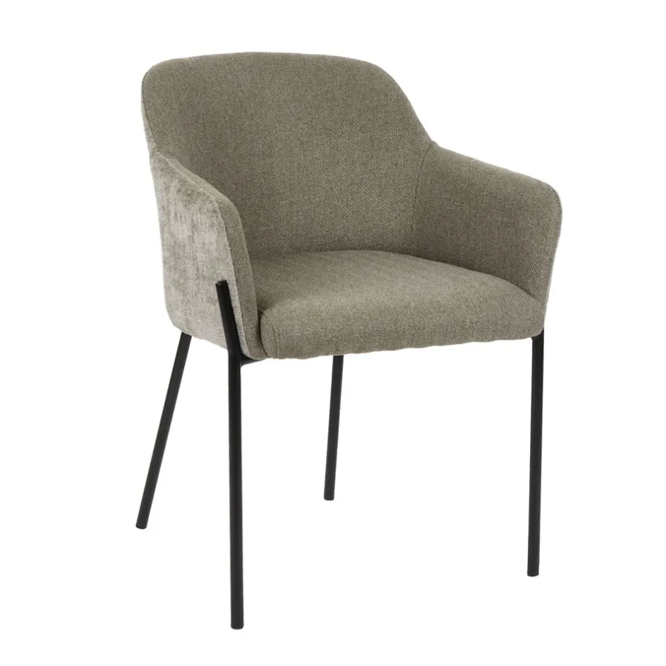 Pomax Chaises-LOUISE - chaise - tissu / métal - L 60 x W 58 x H 79 cm - beige