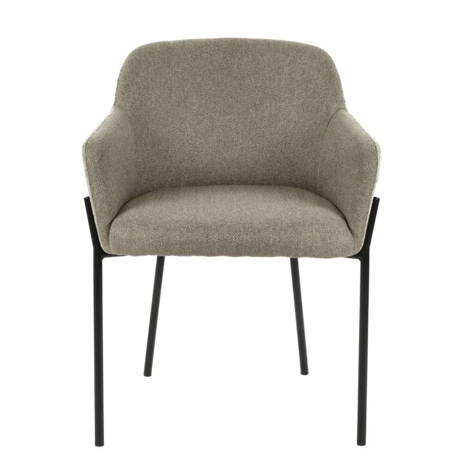 Pomax Chaises-LOUISE - chaise - tissu / métal - L 60 x W 58 x H 79 cm - beige
