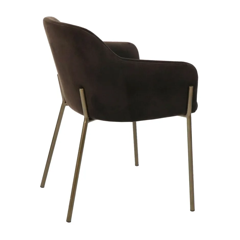 Pomax Chaises-LOUISE - chaise - velours / métal - L 60 x W 58 x H 79 cm - brun foncé